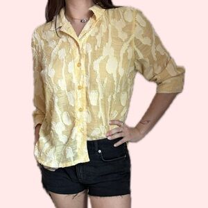 Koret Yellow Textured Button Down Shirt